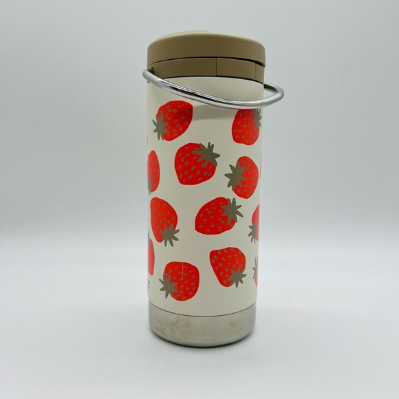 Klean Kanteen Strawberry Print Insulated Water Bottle - Cream & Red 12 Ounce - Picture 3 of 13